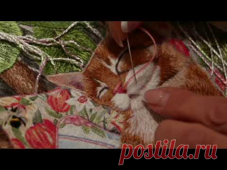 Как вышить носик у кота объемно?
