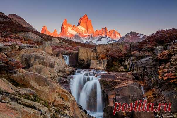 Огненная осень в Патагонии у горы Фицрой. Автор фото – Антон Петрусь: nat-geo.ru/photo/user/50290/