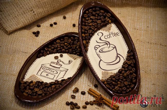 Панно из кофейных зерен своими руками из старых селедочниц - Домовёнок-Арт
