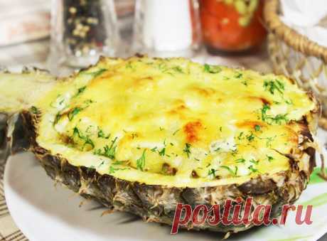 Запеченный ананас с фаршем под сырной корочкой - пошаговый рецепт приготовления с фото