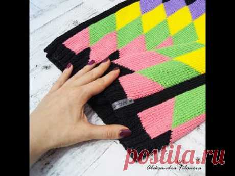 Боковой шов соединение планкой / Beautiful front and back connection by strap in knitting