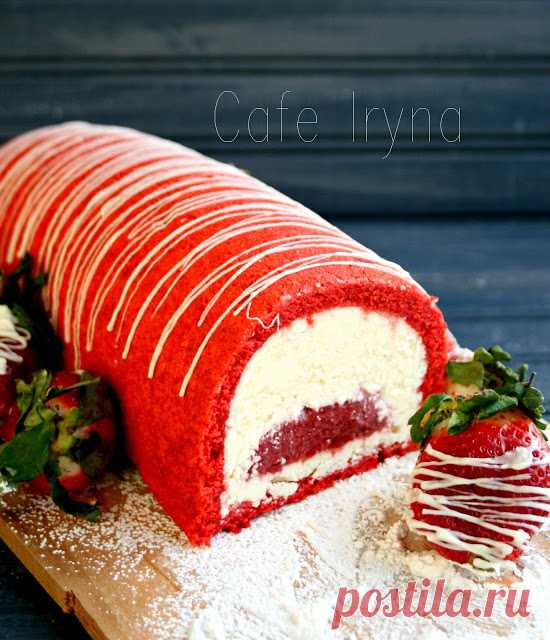 Клубничное полено с белым шоколадом — Cafe Irina