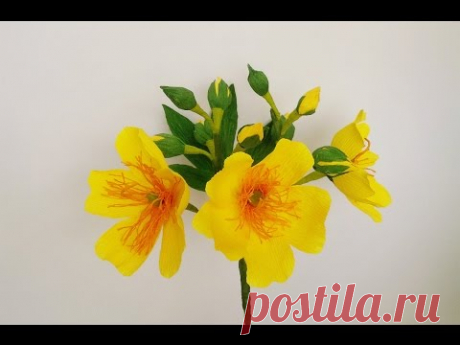 How To Make Cochlospermum Religiosum Flower Tree From Crepe Paper - Craft Tutorial