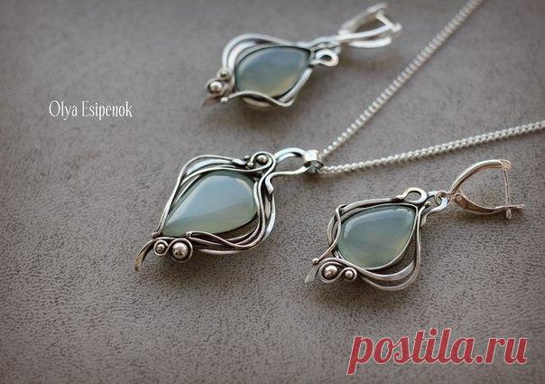 Комплект украшений в серебре Blue Vintage от мастерской Оли Есипёнок / Основы бизнеса