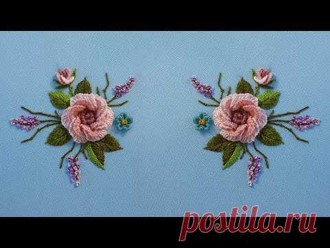 3D Rose stitch Twisted Cast on Stitch Dimensional embroidery