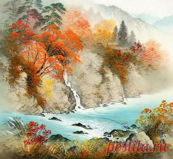Картины современного японского художника Коукеи Кодзима (Koukei Kojima) в стиле «сансуй».