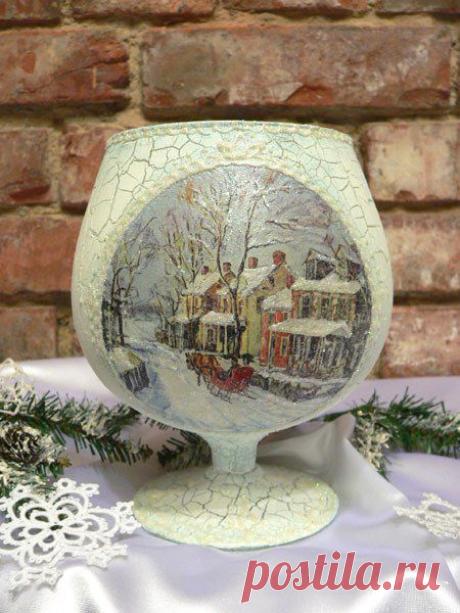 Подсвечник новогодний из бокала | Мир своими руками. Интернет магазин. https://www.worldhand.ru