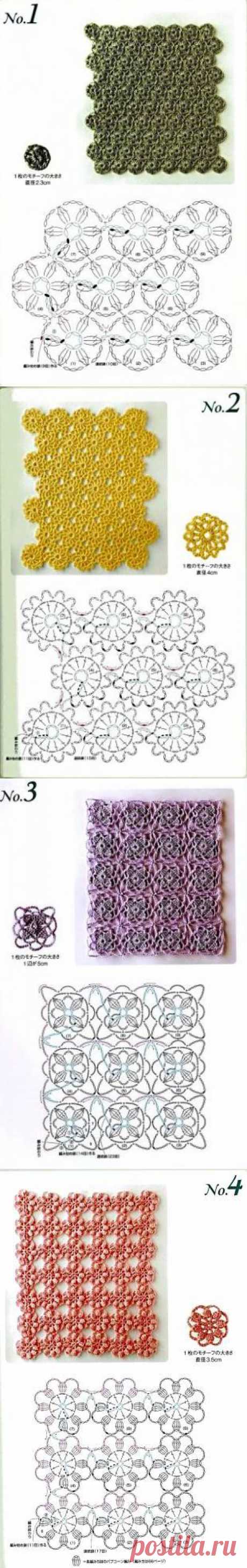 Узоры для вязания крючком. Узоры крючком схемы - Схемы вязания узоров - Схемы для вязания - Уроки вязания крючком - Вязание крючком, мотивы, схемы для вязания крючком