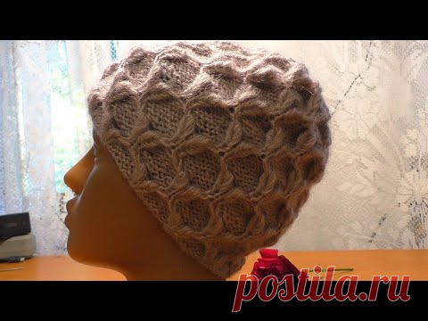 Шапочка спицами легким  способом