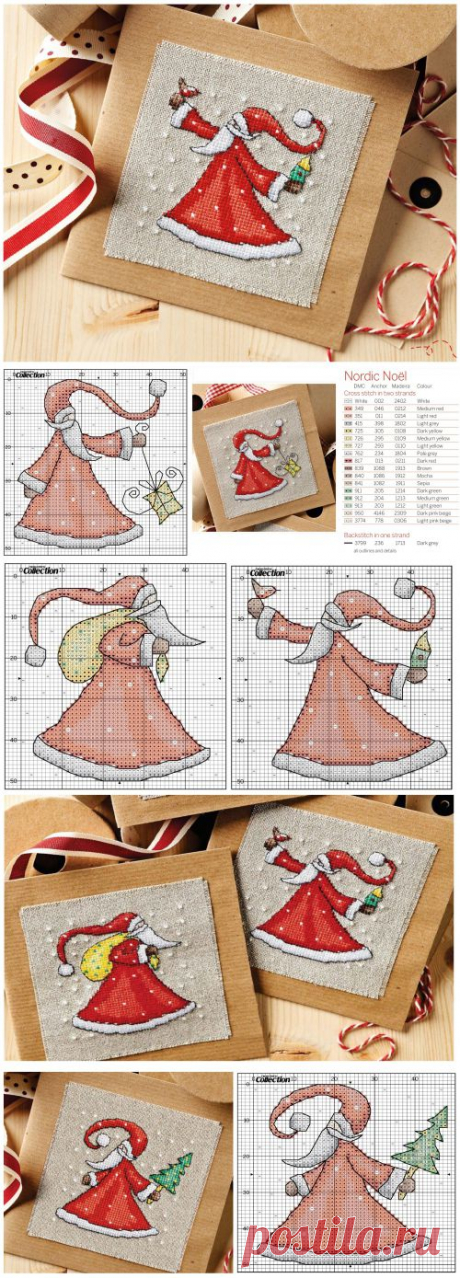 Открытки с дедами Морозами. Подборка схем / Вышивка крестом / В рукоделии