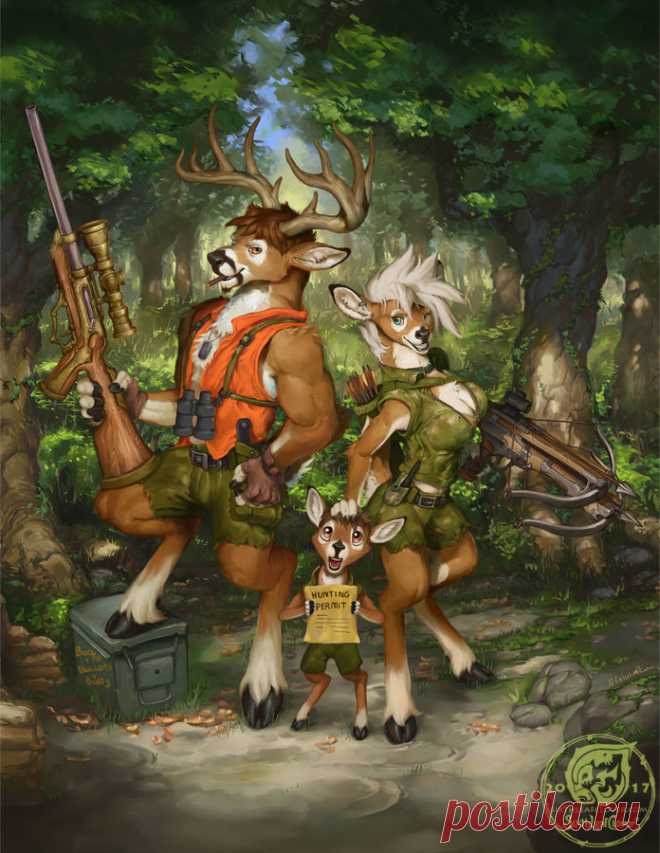 Охота на оленей, искусство SixthLeafClover – SixthLeafClover Studios