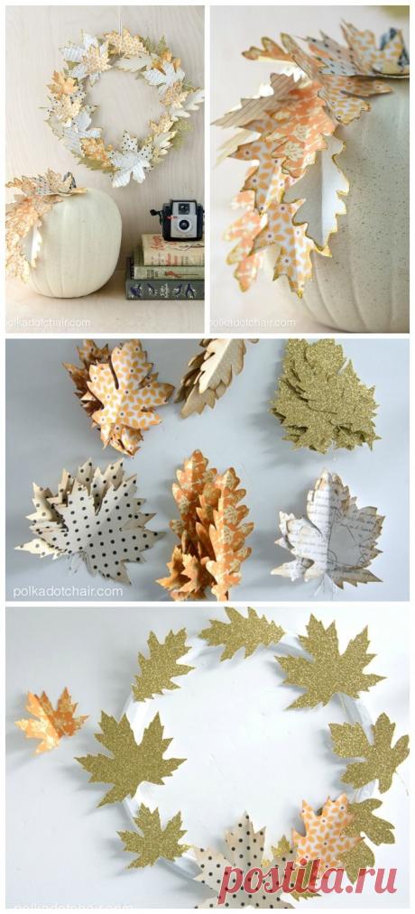 Fall Leaf Wreath Tutorial and "no carve" Pumpkin Ideas