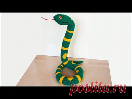 Змея крючком. Игрушка крючком. Часть 2. Тело, веки, ноздри, язык.