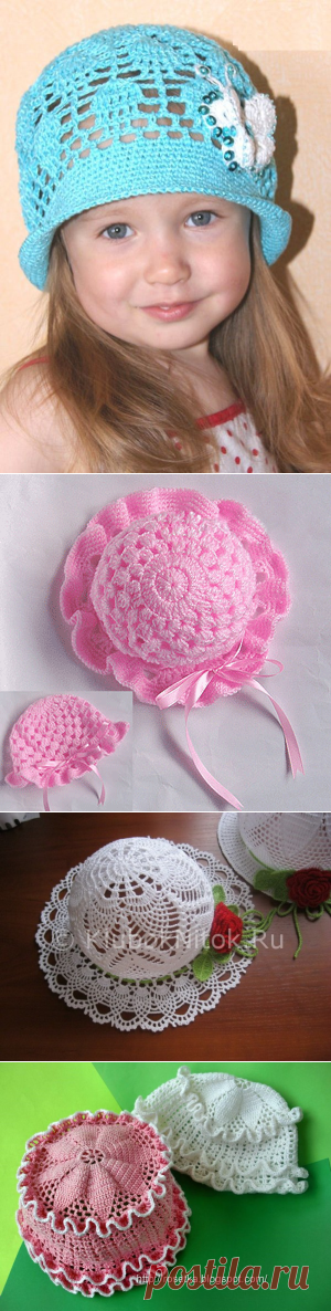 Вязание крючком схемы панамки,шапки для девочек