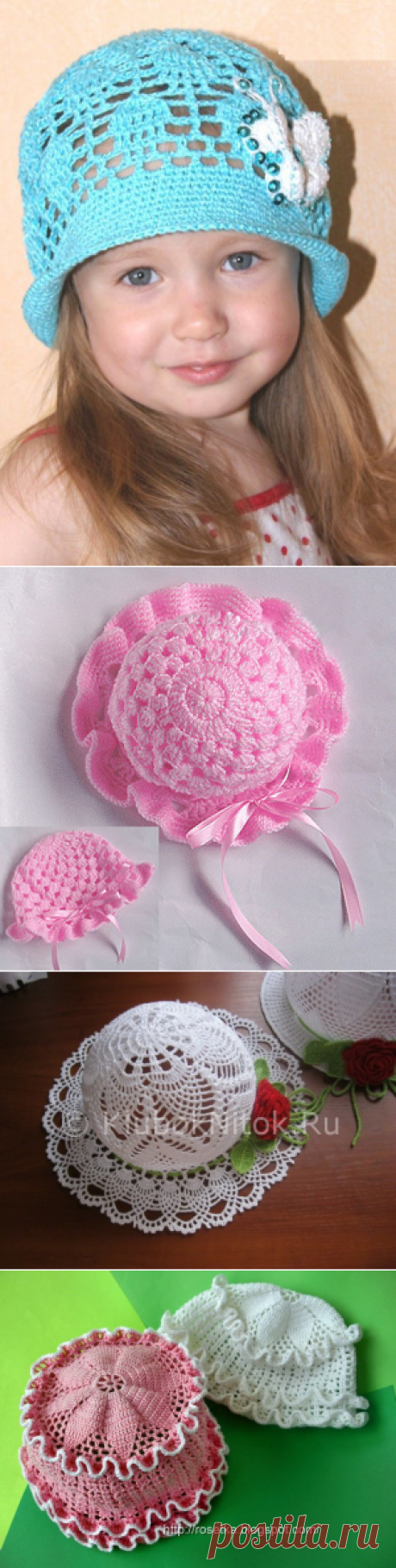 Вязание крючком схемы панамки,шапки для девочек