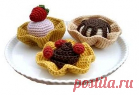 Десертные корзиночки (вязание).