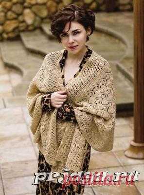 Ажурный палантин спицами «Handspun Medallion»