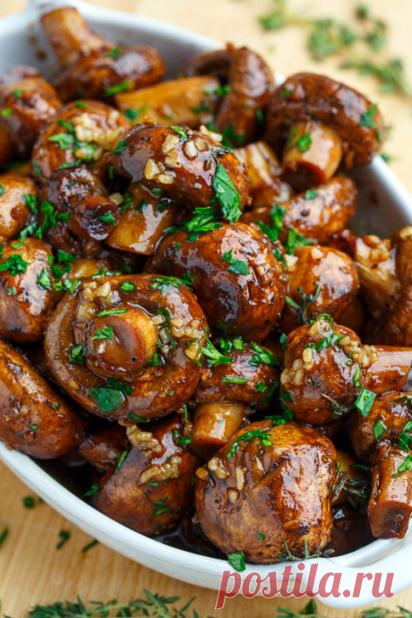 Balsamic Soy Roasted Garlic Mushrooms