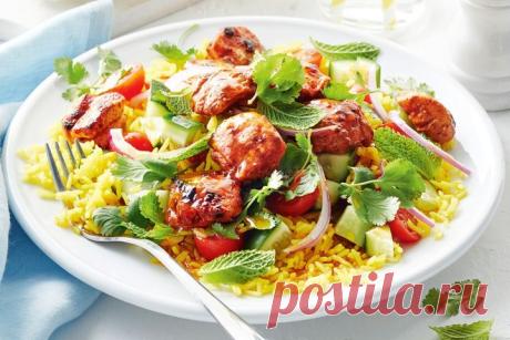 Tandoori chicken and cucumber rice salad