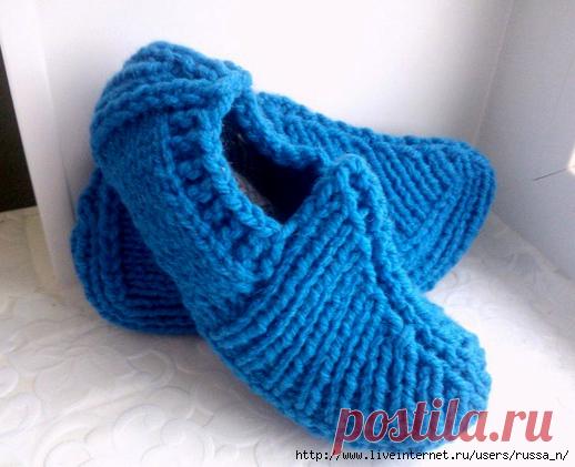 Башмачки -тапочки на двух спицах