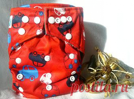 Многоразовые подгузники ― Многоразовый подгузник BabyLand Бамбуковый + вкладка бамбук Машинка