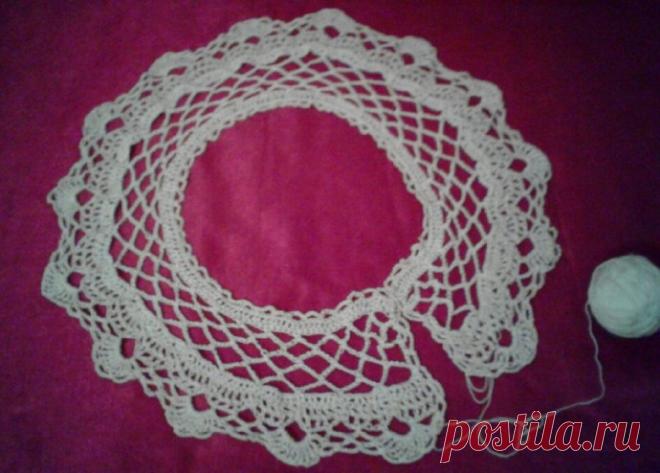 Кокетка крючком для платья-сарафана.