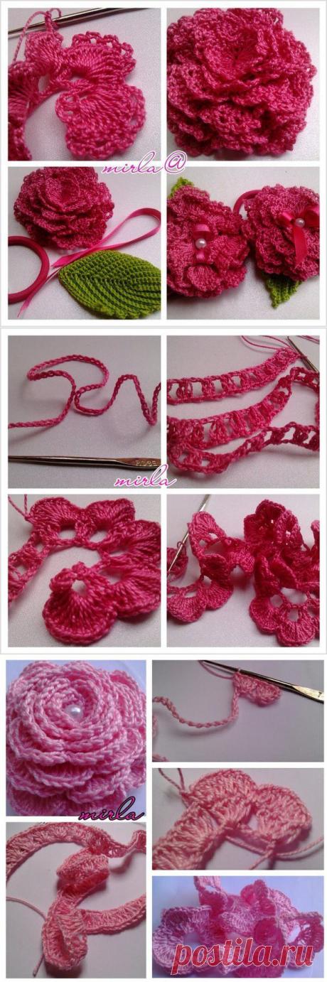 Связать красивый цветок крючком.