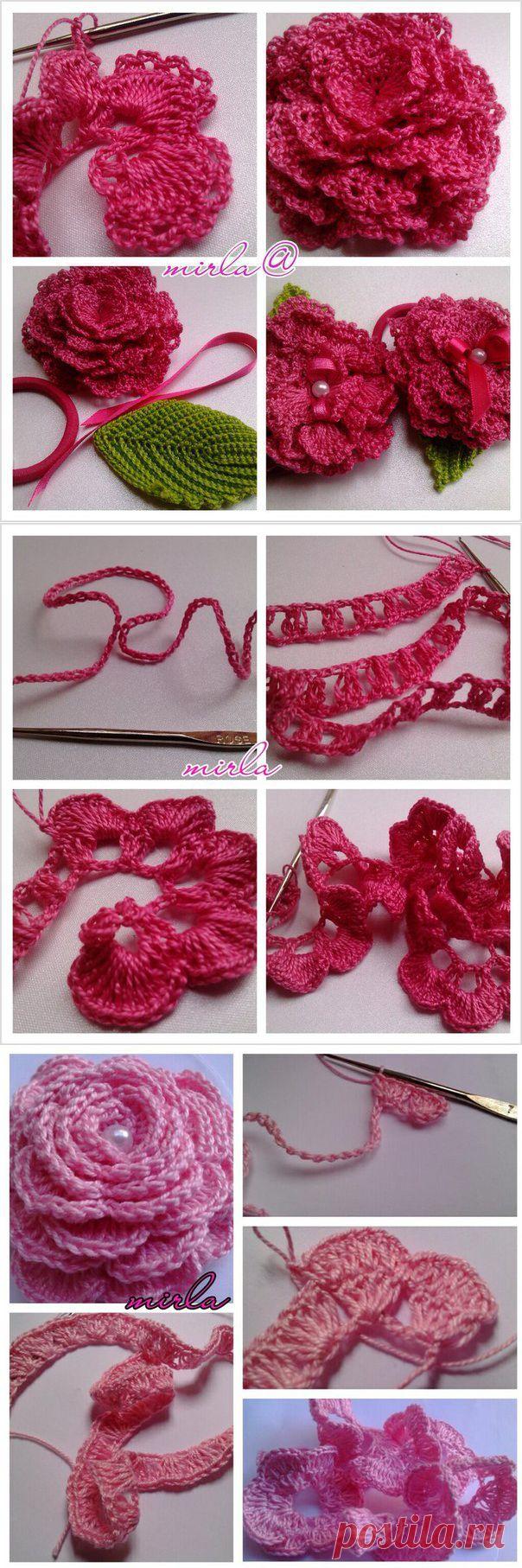 Связать красивый цветок крючком.