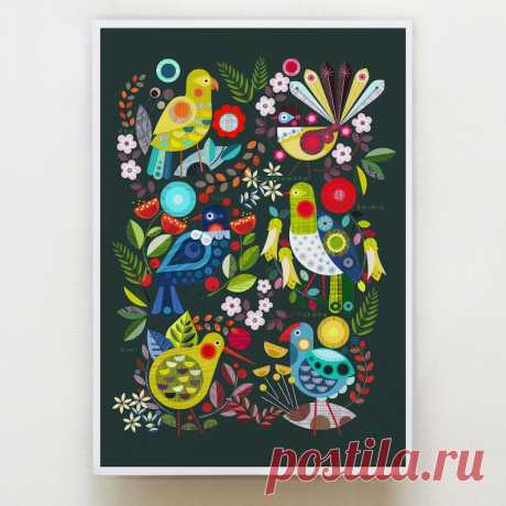 Impresión de flora y fauna de Nueva Zelanda Ellen Giggenbach - Etsy Chile