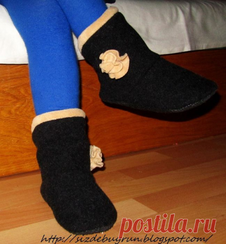 Шьем домашнюю теплую обувку.