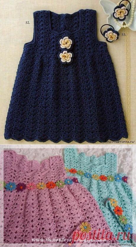 Сарафан крючком для маленькой девочки