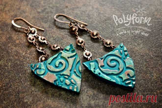 (7) Sculpey III Shield Earrings | FIMO nápady - textury