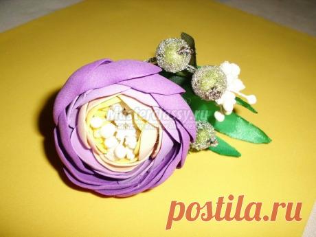 Брошь &quot;Ранункулюс&quot; из фоамирана: пошаговый мастер-класс