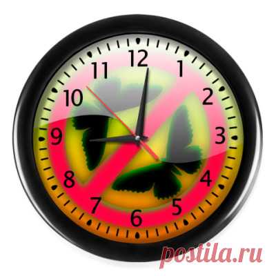 Настенные часы Часы, черные (черные цифры) - Бабочки нашего края