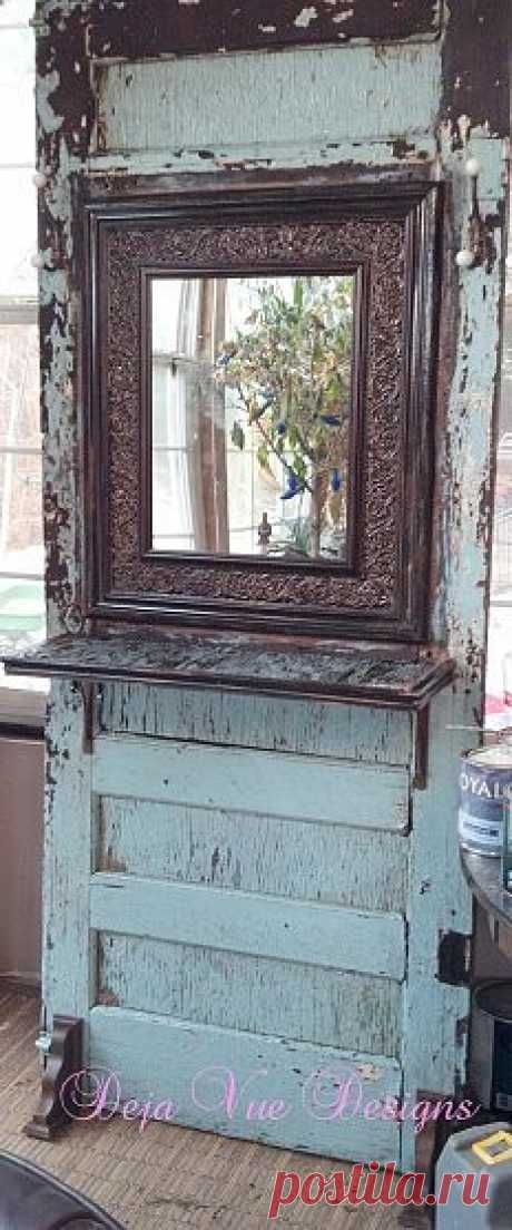 Old door turned hall tree