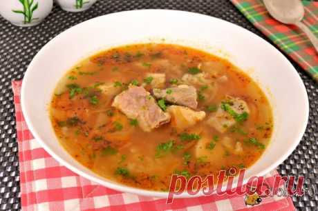 Острый суп с курицей, свининой и рисом