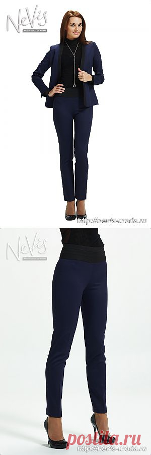 Брюки - купить в розницу от производителя в интернет магазине Nevis Moda, цвет синий с черным, черный основной, размеры 46-50, артикул 411057