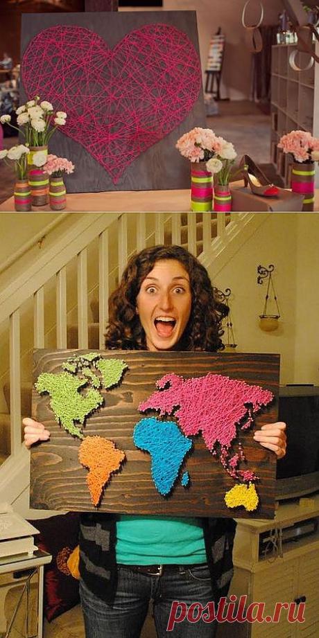 Создаем картины из гвоздей и ниток