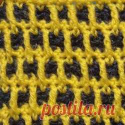 Начинаем вязать – Видео уроки вязания » Узор крючком № 4 – Двухцветный узор из спущенных столбиков