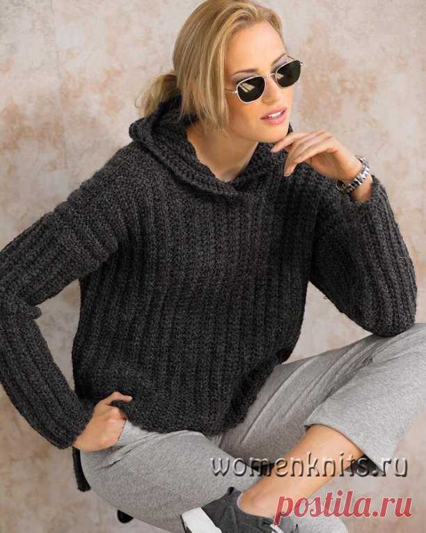 Пуловер спицами с капюшоном
Описание: http://womanknits.ru/vyazanie-dlya-zhenshchin/pulovery-svitera/pulover-spicami-s-kapyushonom