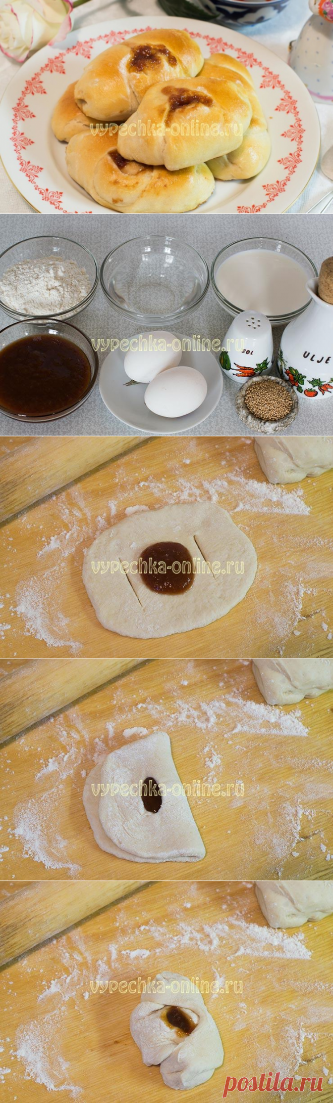 ✔️Булочки с джемом из дрожжевого теста в духовке – рецепт с фото пошагово