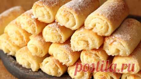 Творожное печенье ТРУБОЧКИ с начинкой 🥥 | Быстро и просто к чаю! | Наташа Шакинко | Дзен