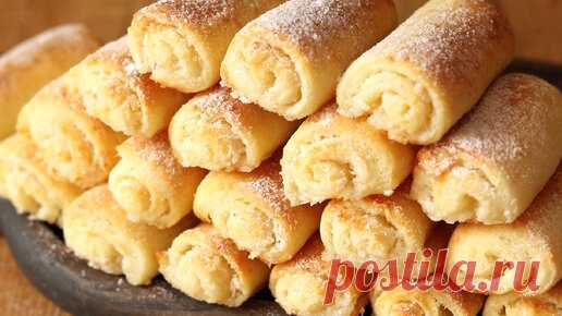 Творожное печенье ТРУБОЧКИ с начинкой 🥥 | Быстро и просто к чаю! | Наташа Шакинко | Дзен