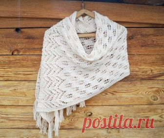 Нежный палантин спицами. Схемы узоров. /  Вязаные идеи, идеи для вязания