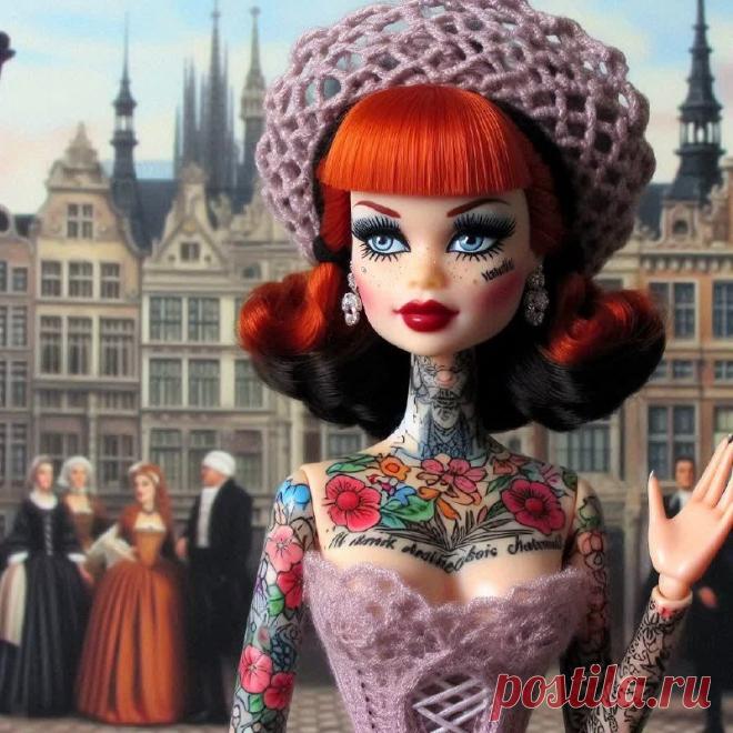 Яркий микс стилей: Барби, психобилли и барокко в цифровом искусстве. Картинка из нейронной сети Dalle - Dalle примеры промтов - Форум ИИ о нейросетях - Yes Ai
