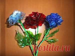 Розы из пластиковых бутылок