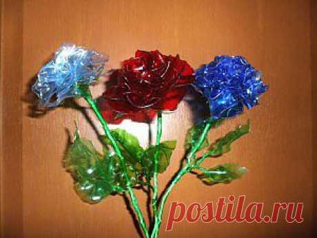 Розы из пластиковых бутылок