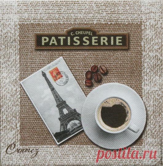 Купить салфетки для декупажа чашка кофе в Париже декупажный принт - салфетки для декупажа, декупажные салфетки
