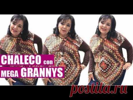 CÓMO TEJER ESTE CHALECO CON MEGA GRANNYS - FÁCIL Y RÁPIDO - YO TEJO CON LAURA CEPEDA