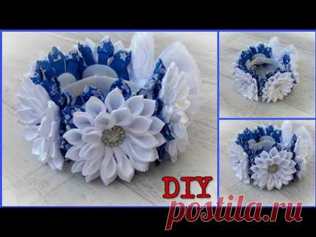 Украшение на гульку "ГЕОРГИНЫ" МК Канзаши DIY